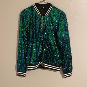 Sequined bomber jacket